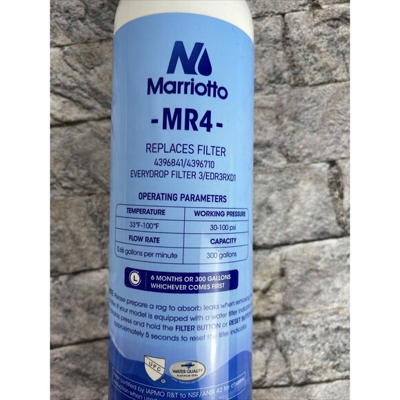 Marrioto MRW4 Refrigerator Water Filter Fits EDR3RXD1 4396841... 1 Filter - Picture 3 of 6